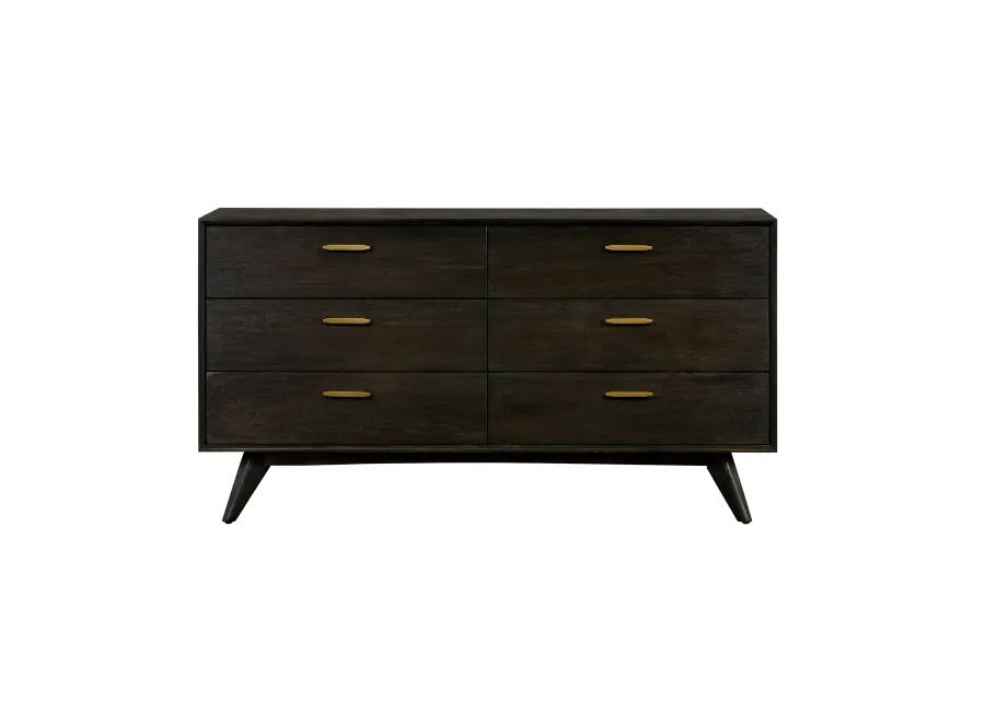 Baly Acacia Mid-Century 6 Drawer Dresser