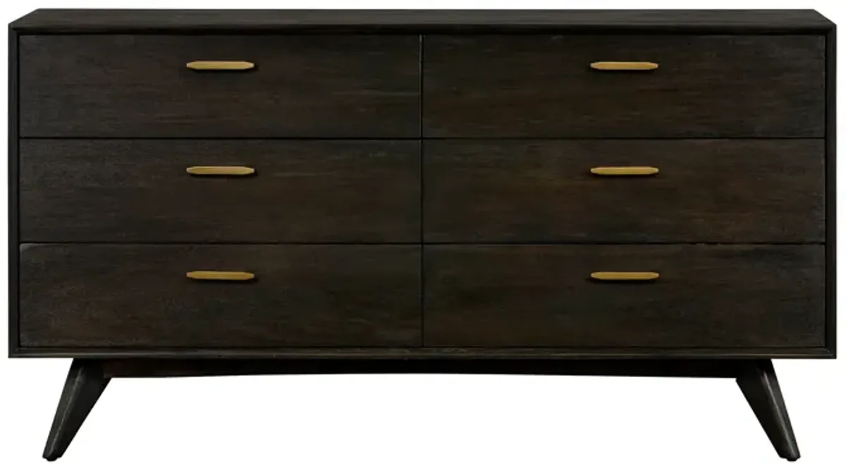 Baly Acacia Mid-Century 6 Drawer Dresser