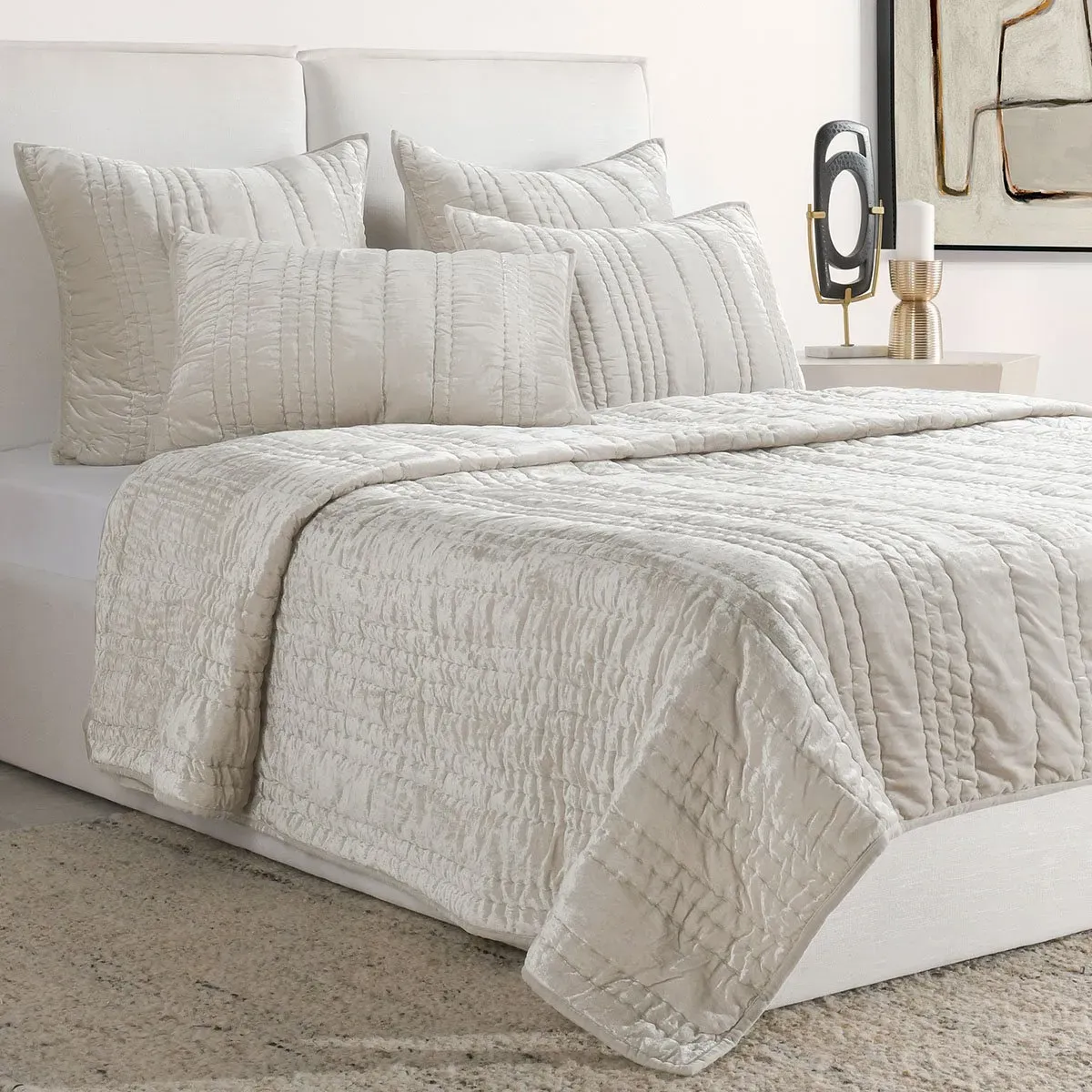 Seville Velvet Oyster Gray King Quilt