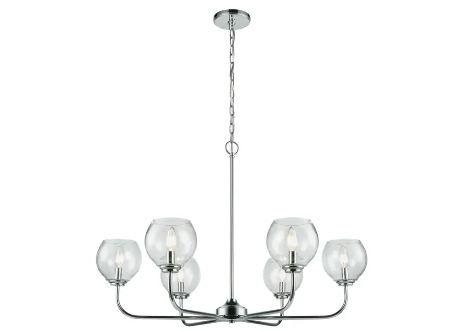 Emory 35" Wide 6-Light Chandelier - Polished Chrome