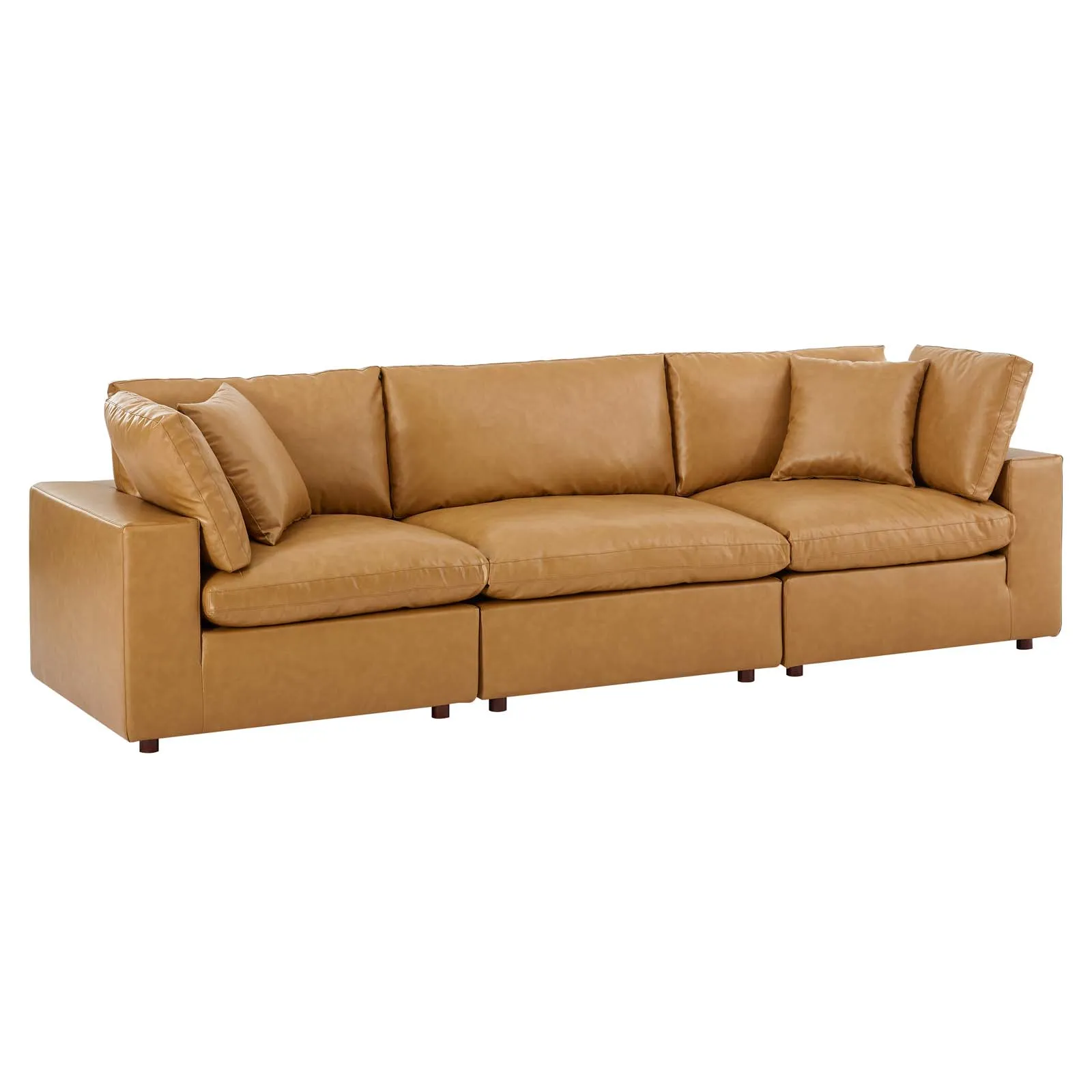 Commix Down Overstuffed Vegan Leather Sofa