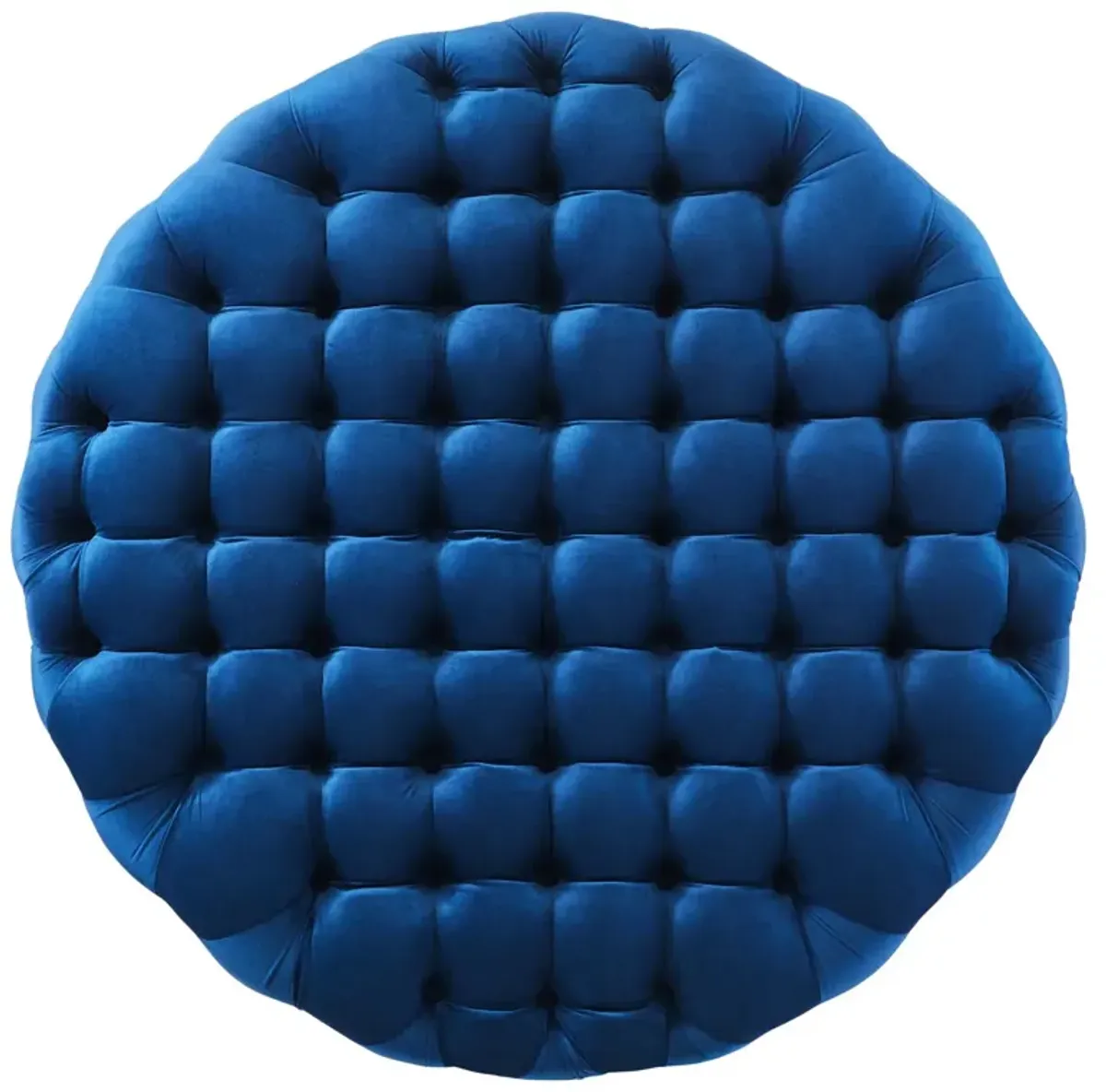 Amour Tufted Button Large Round Performance Velvet Ottoman