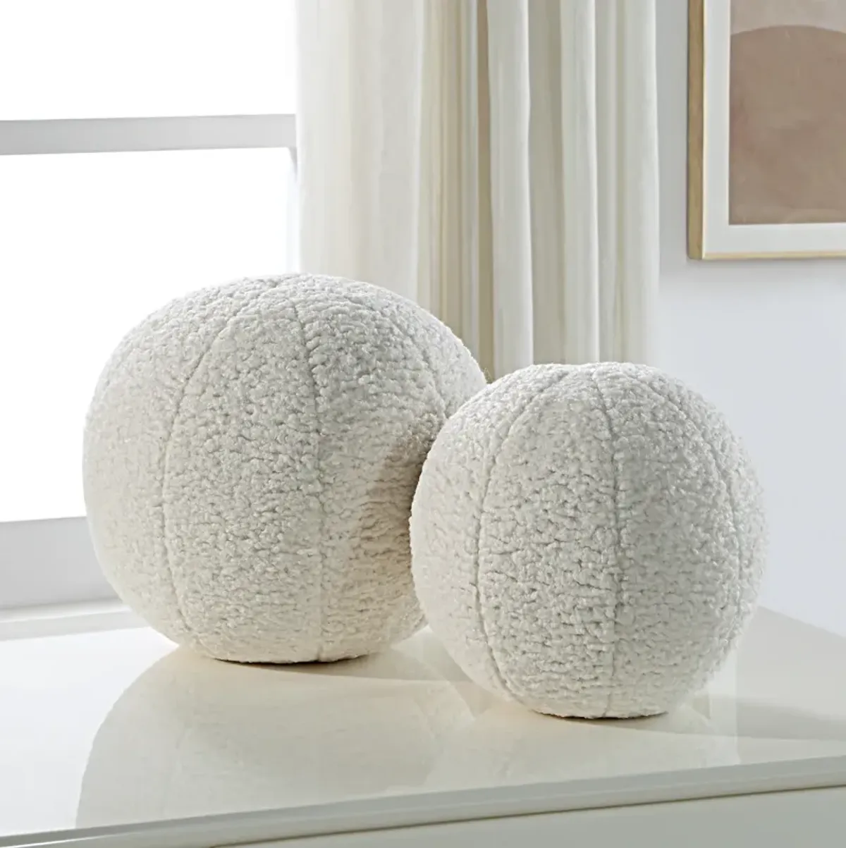 Capra Ball Sheepskin Pillows, S/2