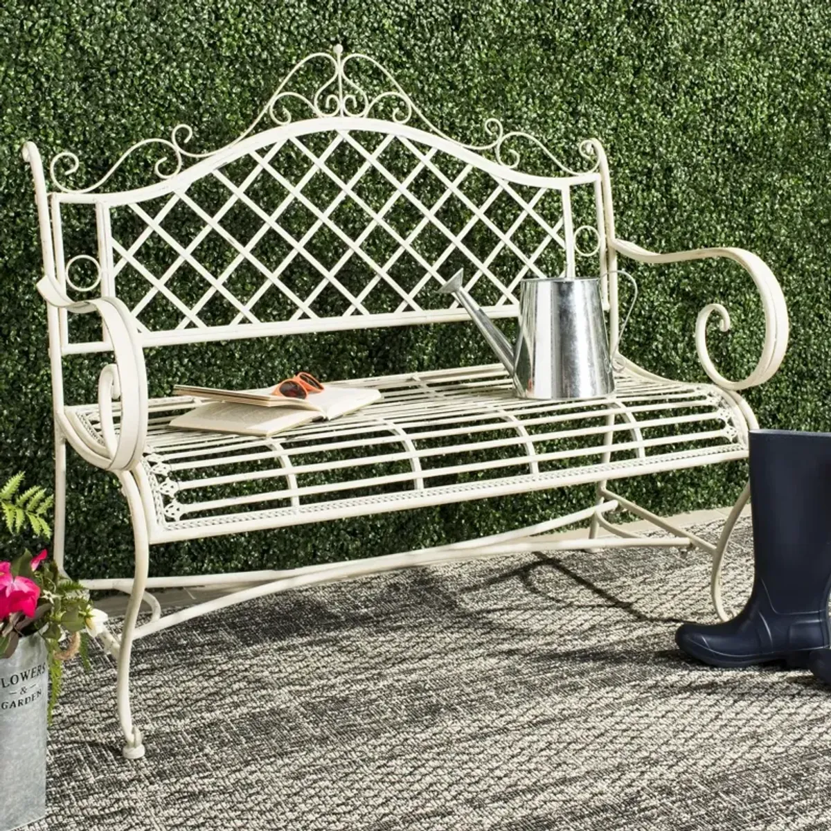 Abner Wrought Iron 45.75-Inch W Outdoor Garden Bench