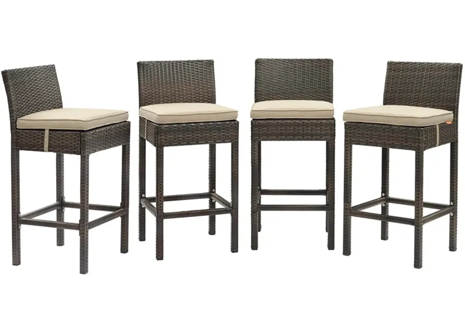 Conduit Bar Stool Outdoor Patio Wicker Rattan Set of 4