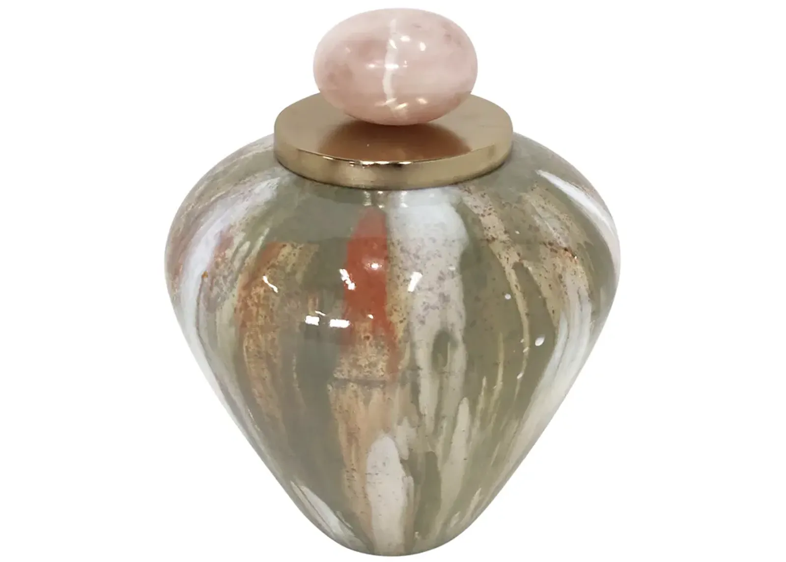 Glass, 9" Temple Vase W/ Resin Topper, Blush/green