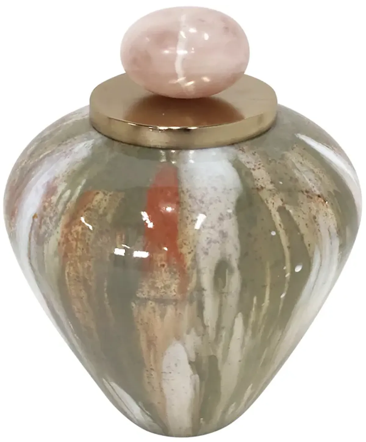 Glass, 9" Temple Vase W/ Resin Topper, Blush/green