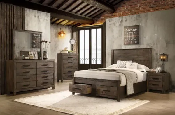 Woodmont California King Storage Bedroom Set Rustic Golden Brown