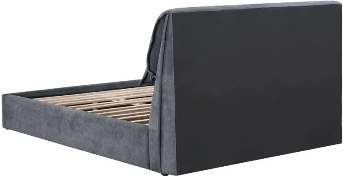 Laurel Upholstered Eastern King Platform Bed with Pillow Headboard Charcoal Grey