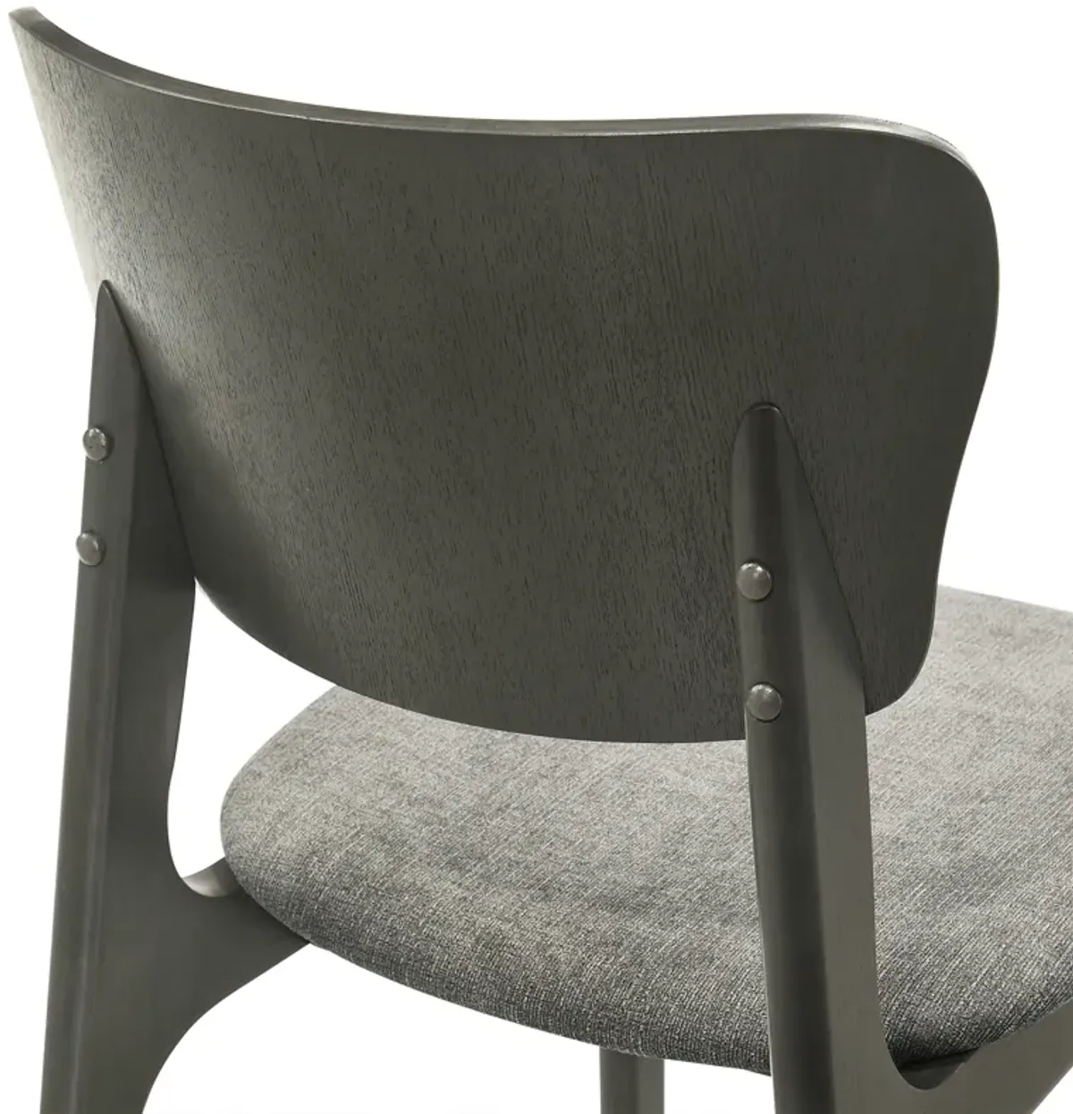 Kalia Wood Dining Chair in Gray Finish with Gray Fabric - Set of 2