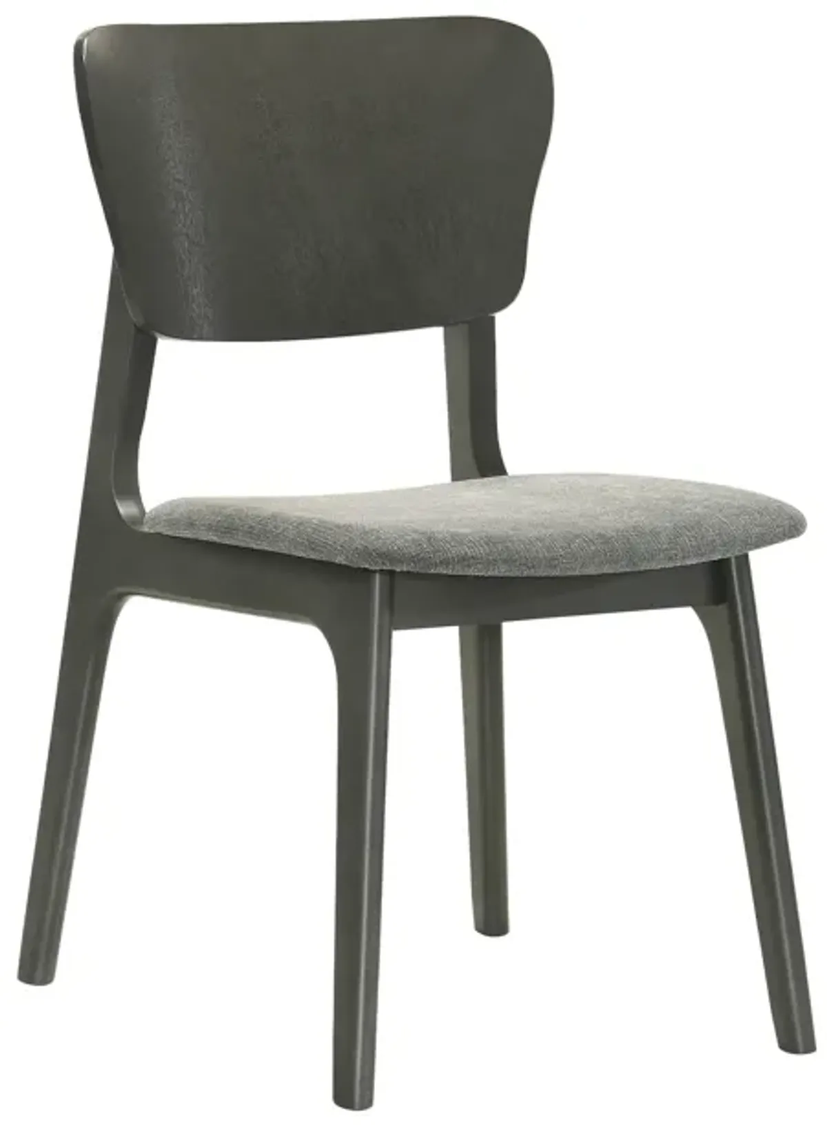 Kalia Wood Dining Chair in Gray Finish with Gray Fabric - Set of 2