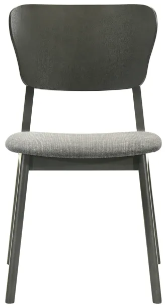 Kalia Wood Dining Chair in Gray Finish with Gray Fabric - Set of 2