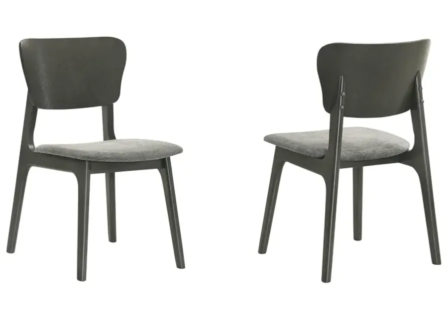 Kalia Wood Dining Chair in Gray Finish with Gray Fabric - Set of 2