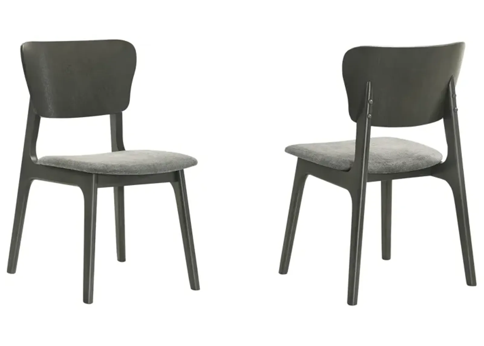 Kalia Wood Dining Chair in Gray Finish with Gray Fabric - Set of 2