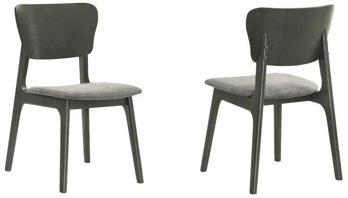 Kalia Wood Dining Chair in Gray Finish with Gray Fabric - Set of 2