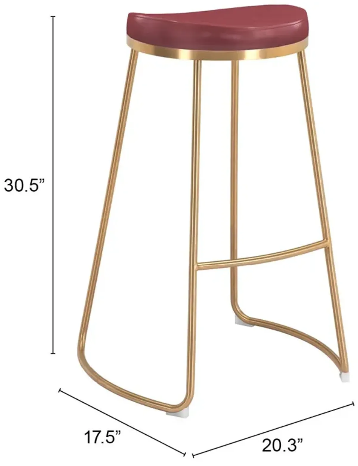 Bree Barstool (Set of 2) Burgundy & Gold