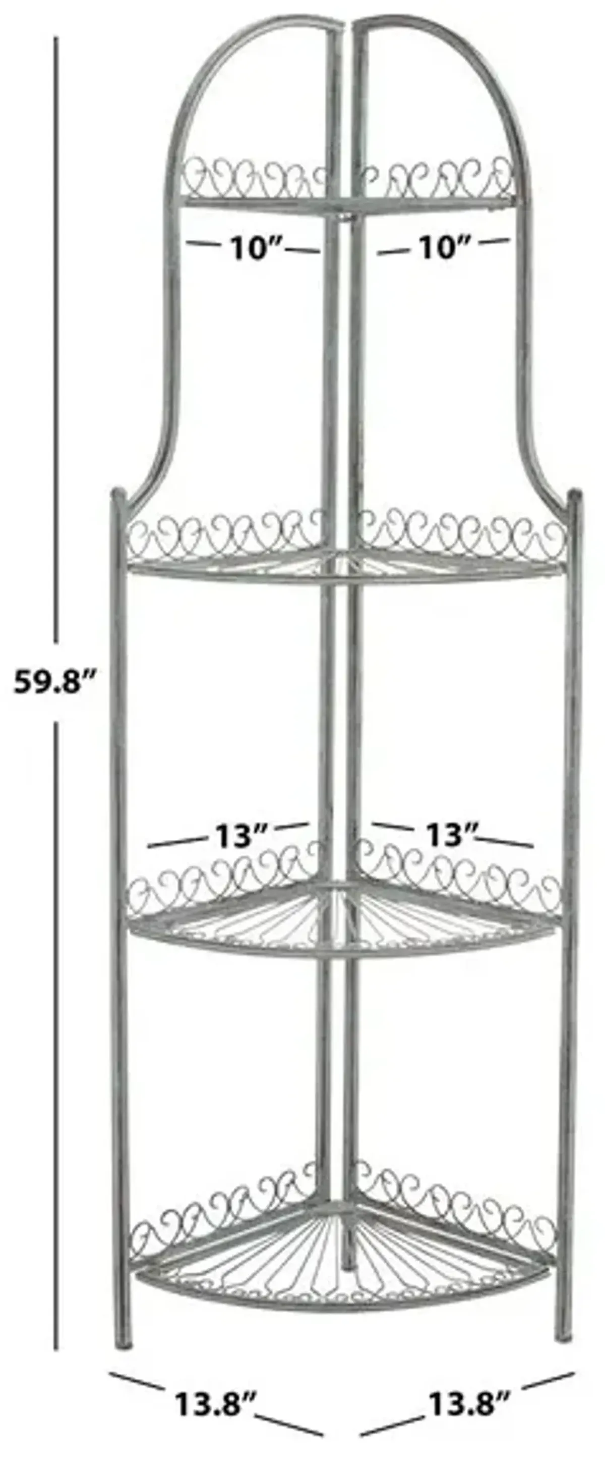 ABARRANE WROUGHT IRON 4 TIER OUTDOOR CORNER SHELF