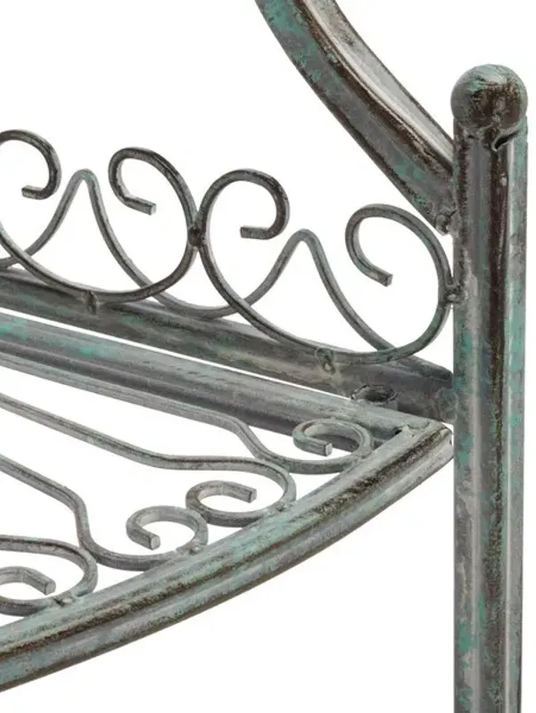 ABARRANE WROUGHT IRON 4 TIER OUTDOOR CORNER SHELF