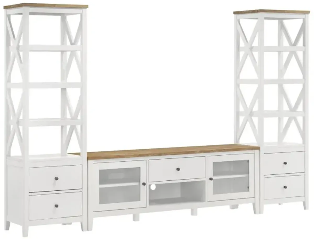 Angela 3-piece Entertainment Center With 67" TV Stand Brown and White