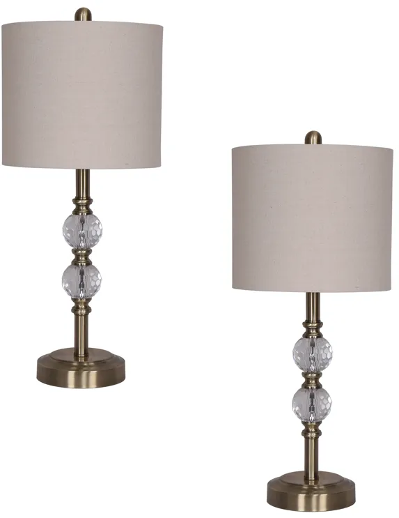 S/2, Crystal 26" Table Lamps, Gold