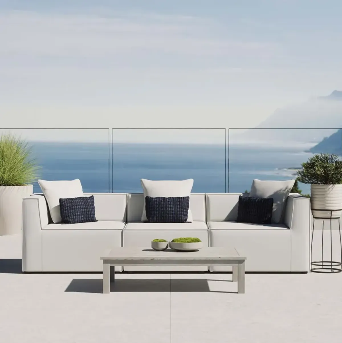 Saybrook Outdoor Patio Upholstered 3-Piece Sectional Sofa