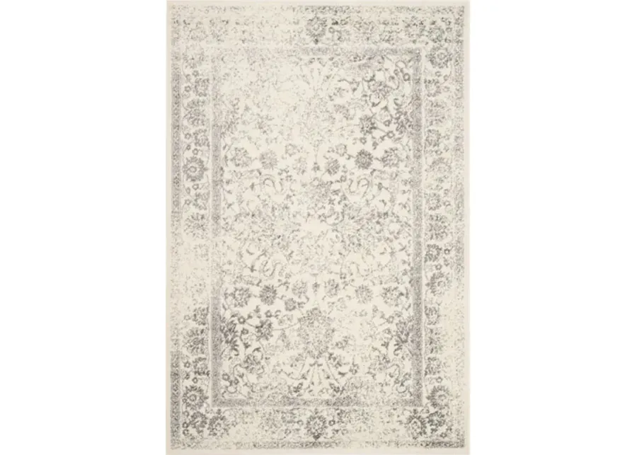 Adirondack Contemporary Ivory / Silver 4' X 6' Powerloomed Rug