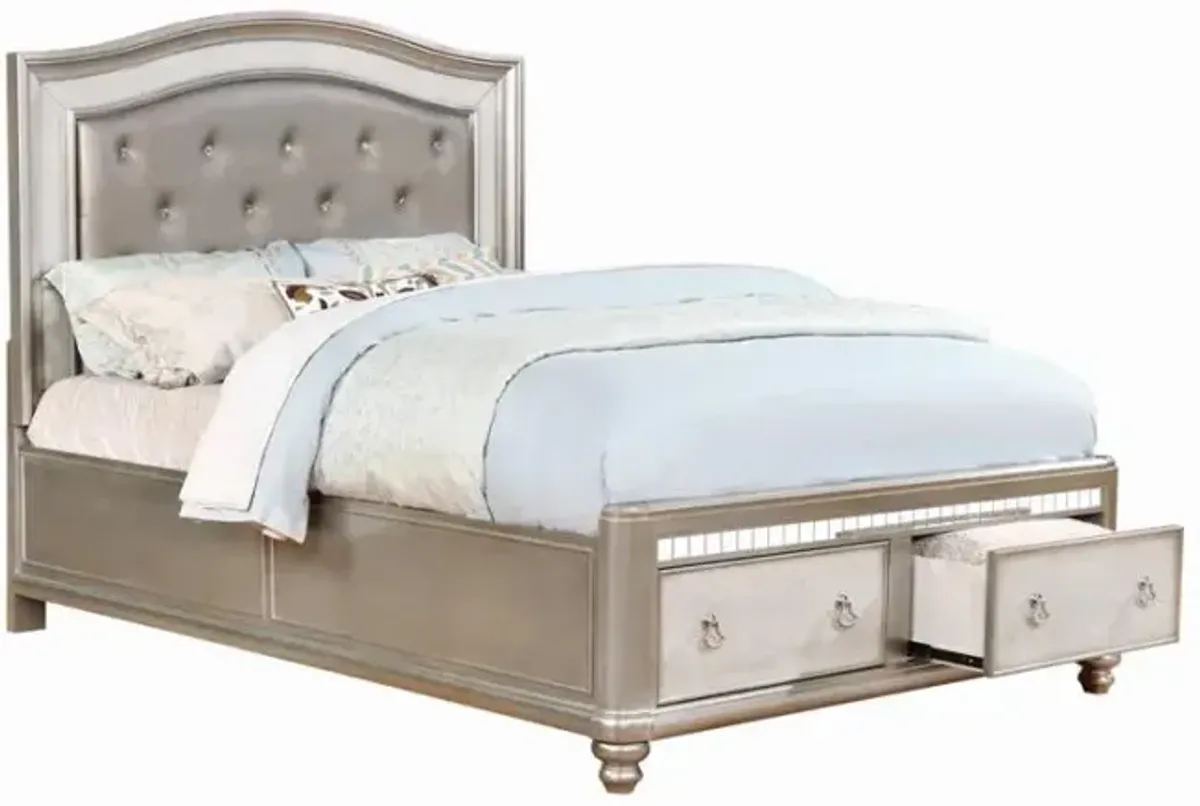 Bling Game Storage Bedroom Set Metallic Platinum