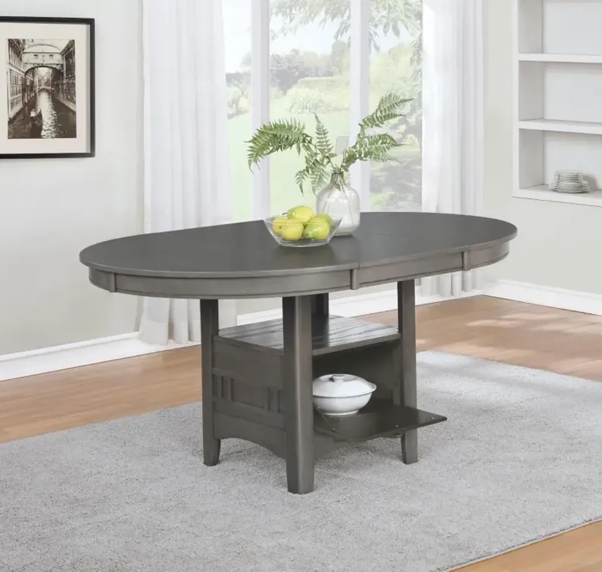 Lavon Dining Table with Storage Medium Grey