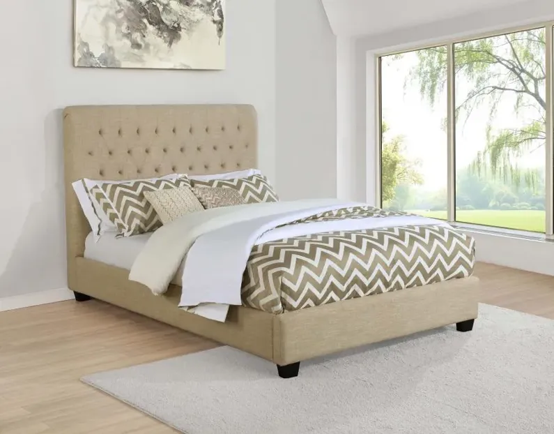 Christa Tufted Upholstered Full Bed Oatmeal