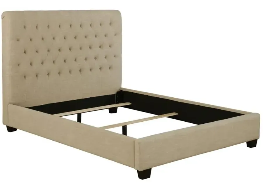 Christa Tufted Upholstered Full Bed Oatmeal