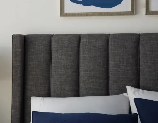 Palermo California King-Size Upholstered Footboard Storage Bed In Dark Stone