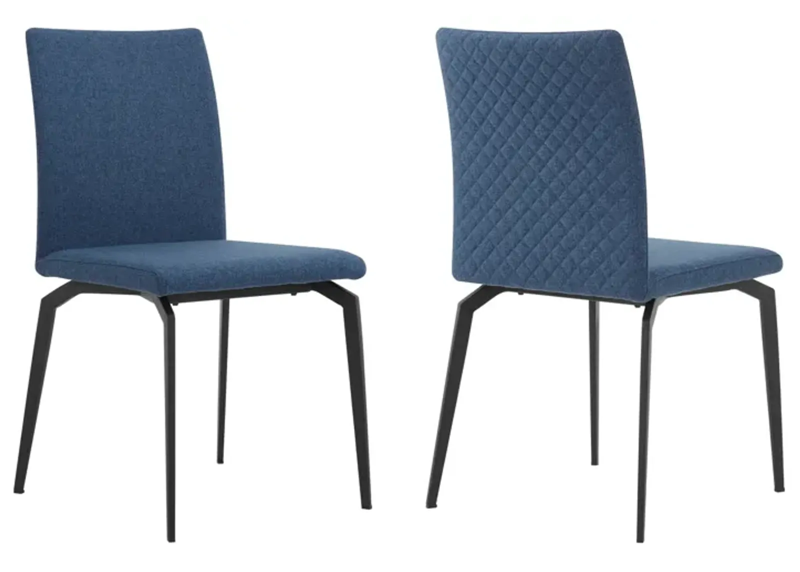 Lyon Blue Fabric and Metal Dining Room Chairs - Set of 2