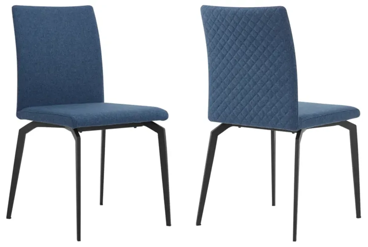 Lyon Blue Fabric and Metal Dining Room Chairs - Set of 2