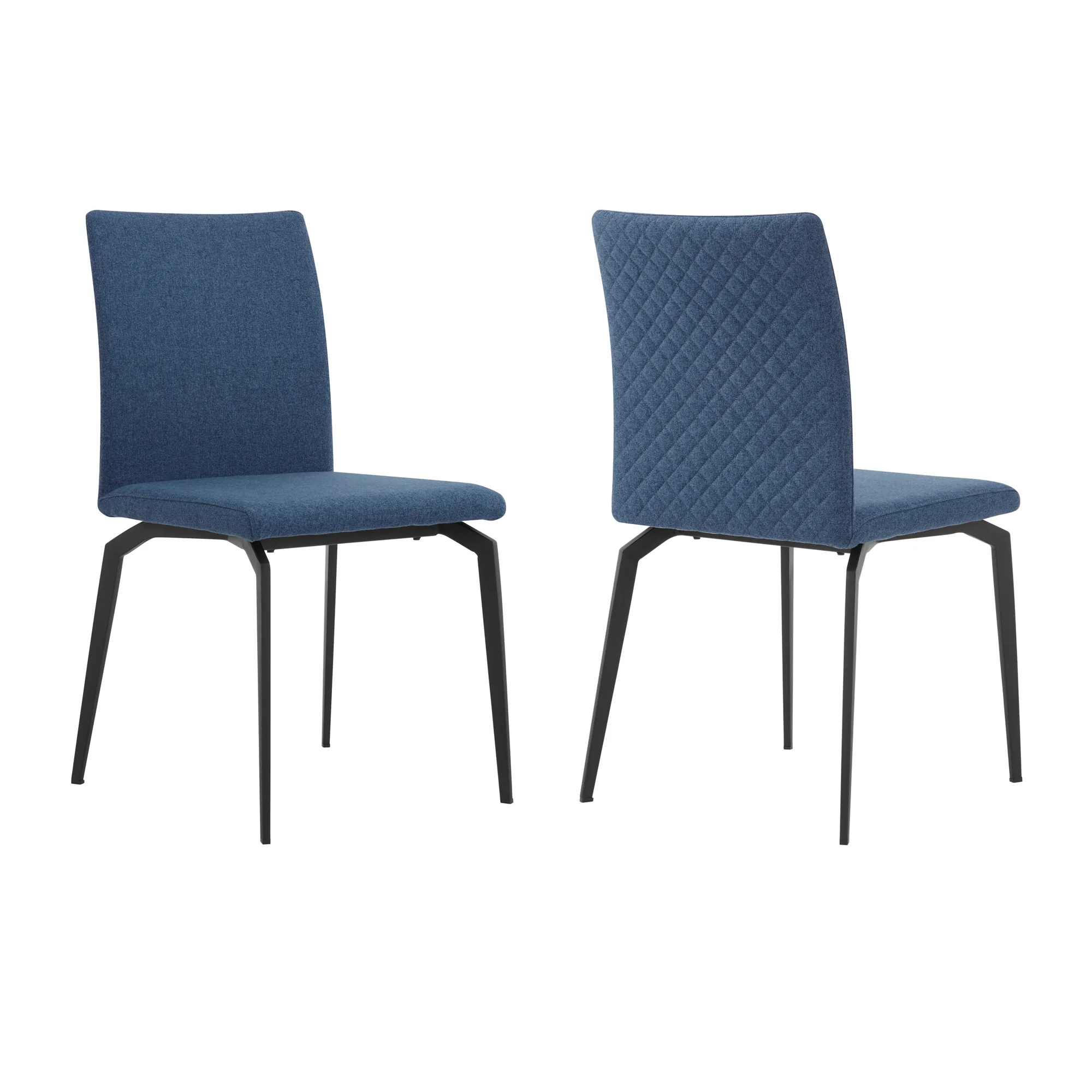 Lyon Blue Fabric and Metal Dining Room Chairs - Set of 2