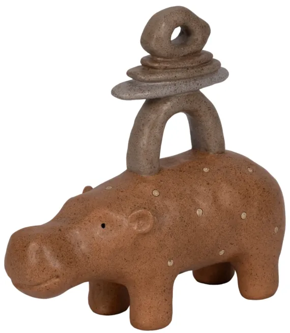 8" Hippo With Stacked Stones, Multi