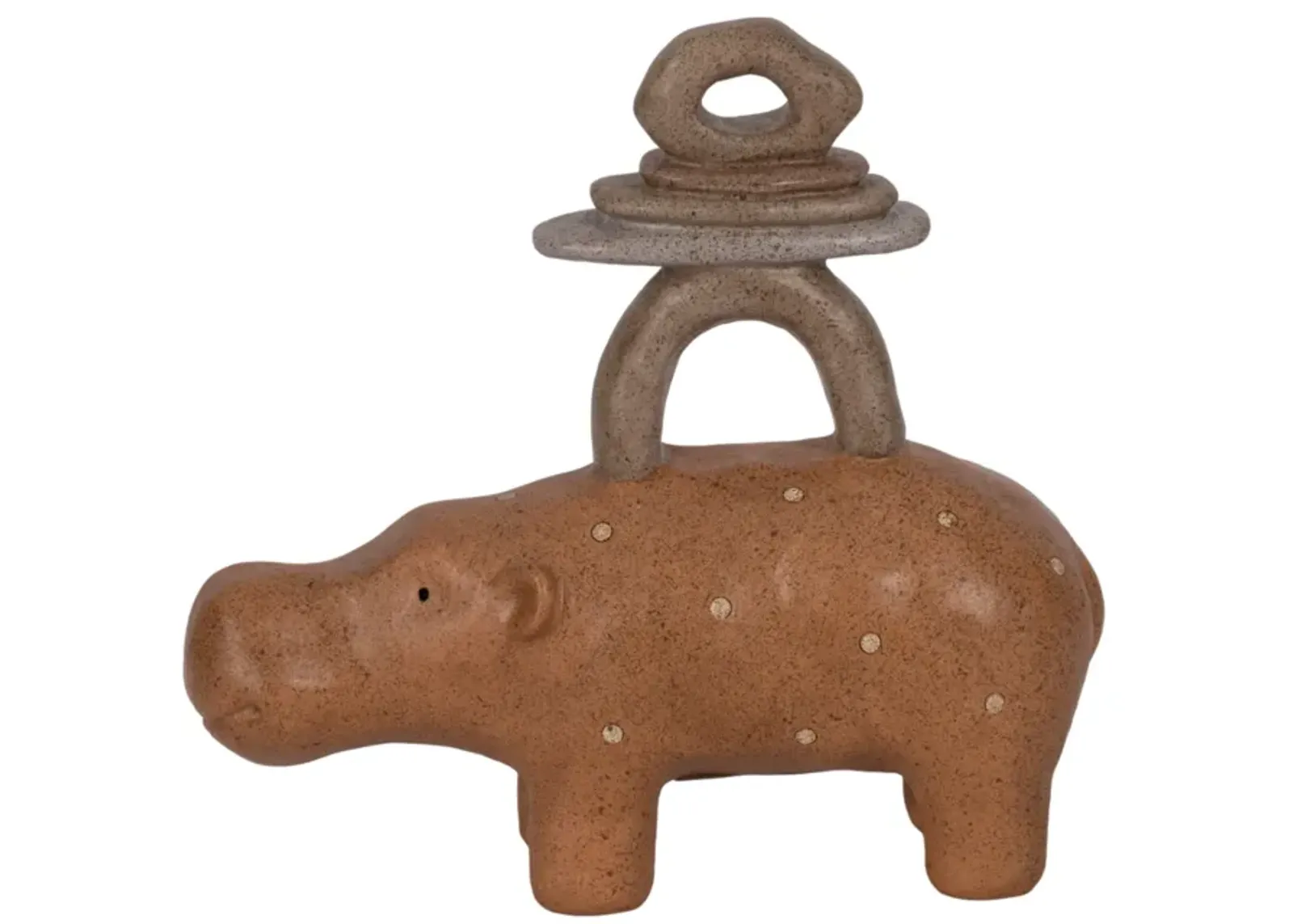 8" Hippo With Stacked Stones, Multi