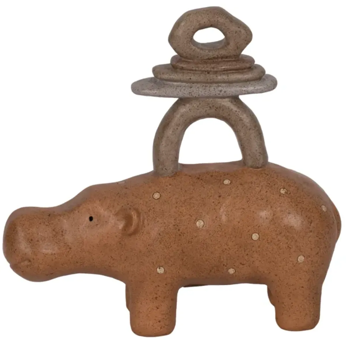 8" Hippo With Stacked Stones, Multi