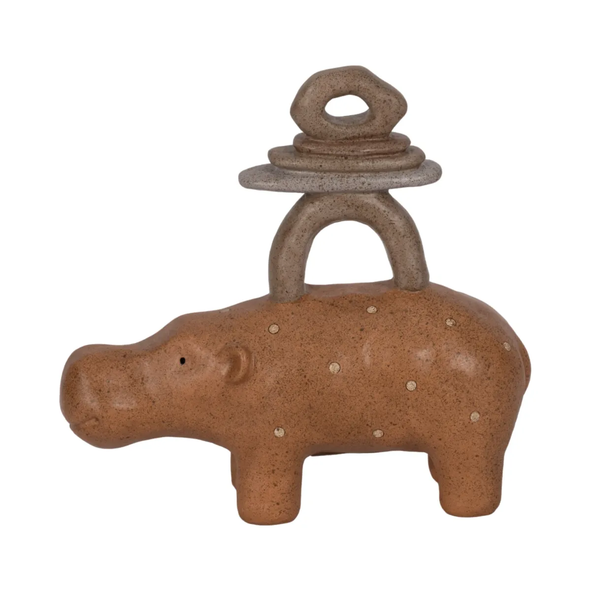 8" Hippo With Stacked Stones, Multi