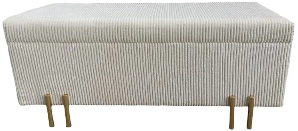 44" Pleated Bench W/ Legs, Cream