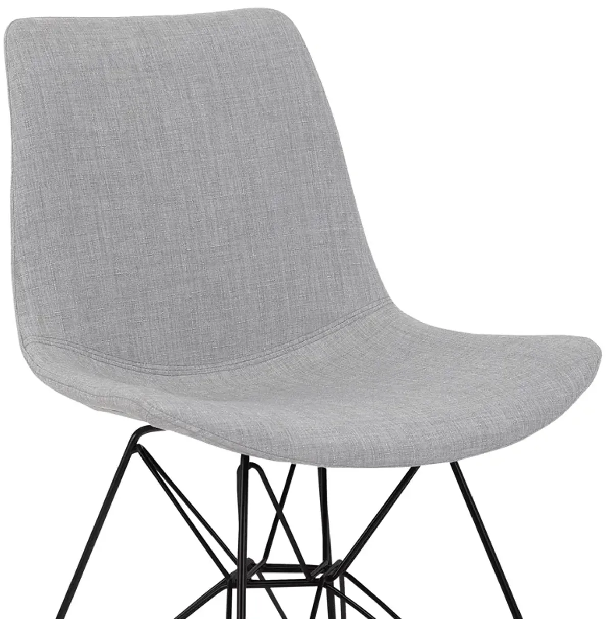 Palmetto Contemporary Dining Chair in Gray Fabric with Black Metal Legs