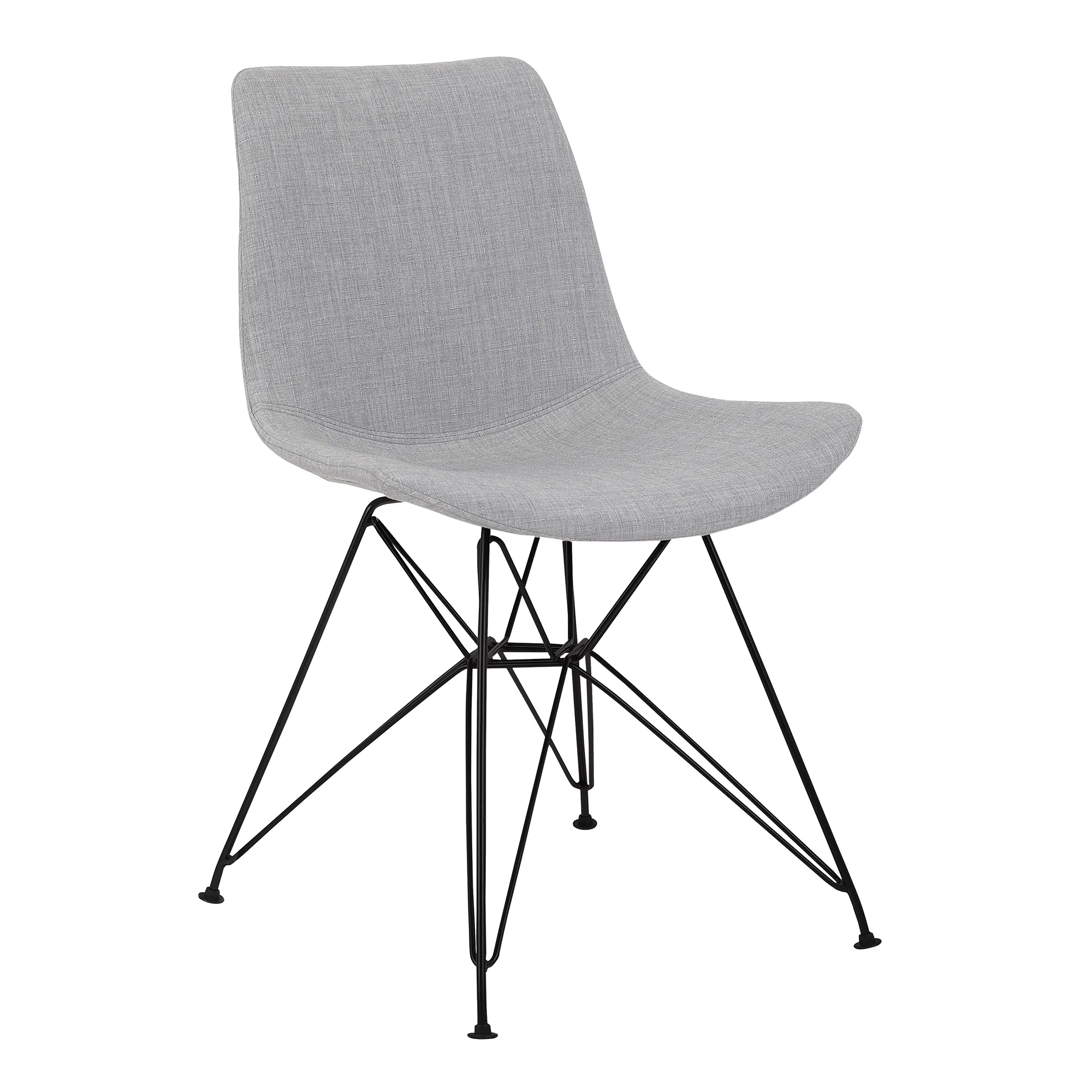 Palmetto Contemporary Dining Chair in Gray Fabric with Black Metal Legs