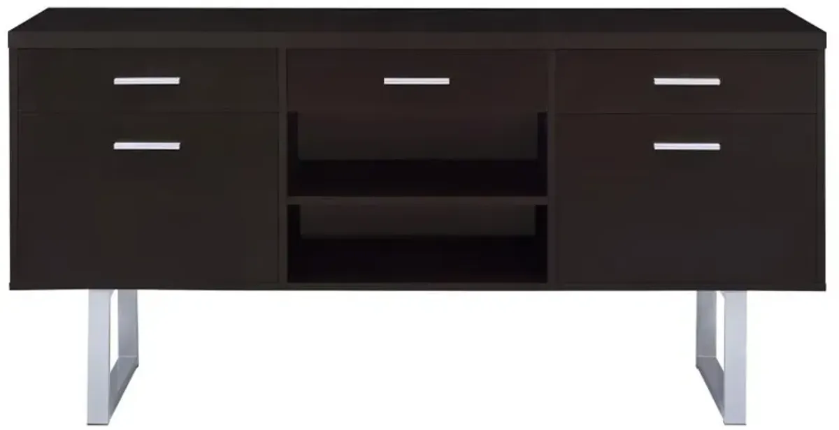 Lawtey 5-drawer Credenza with Adjustable Shelf Cappuccino