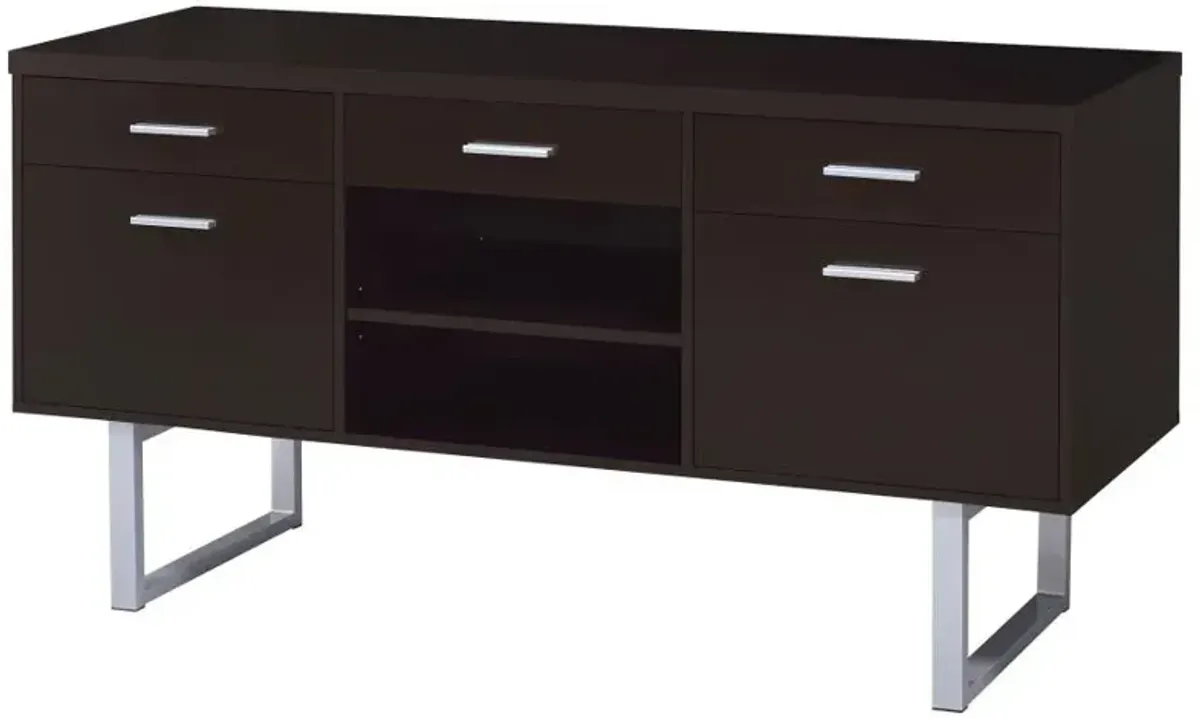 Lawtey 5-drawer Credenza with Adjustable Shelf Cappuccino