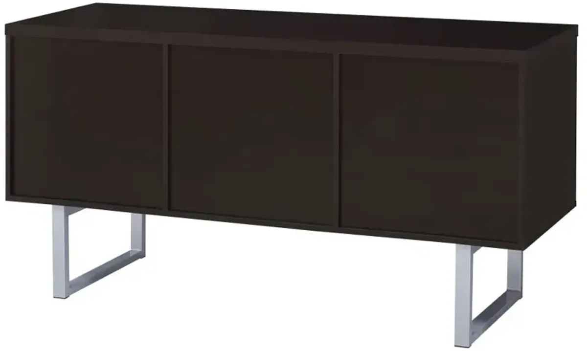 Lawtey 5-drawer Credenza with Adjustable Shelf Cappuccino