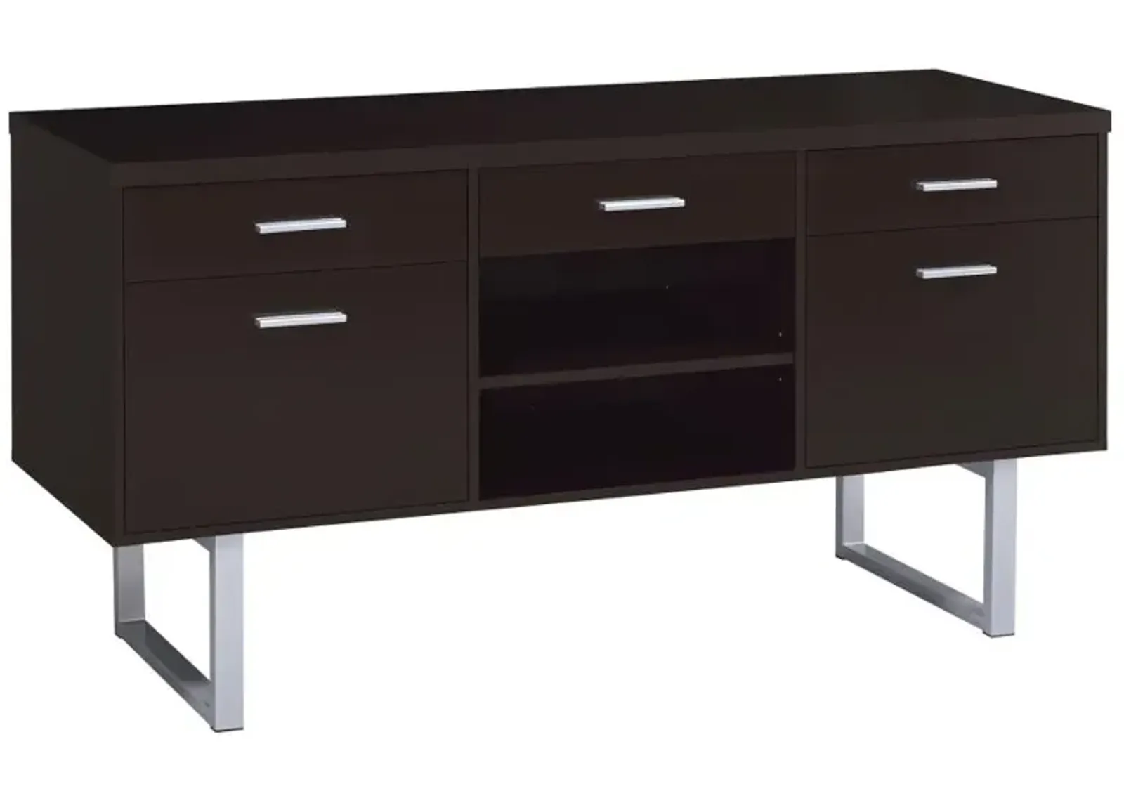 Lawtey 5-drawer Credenza with Adjustable Shelf Cappuccino