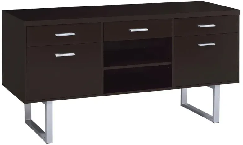 Lawtey 5-drawer Credenza with Adjustable Shelf Cappuccino