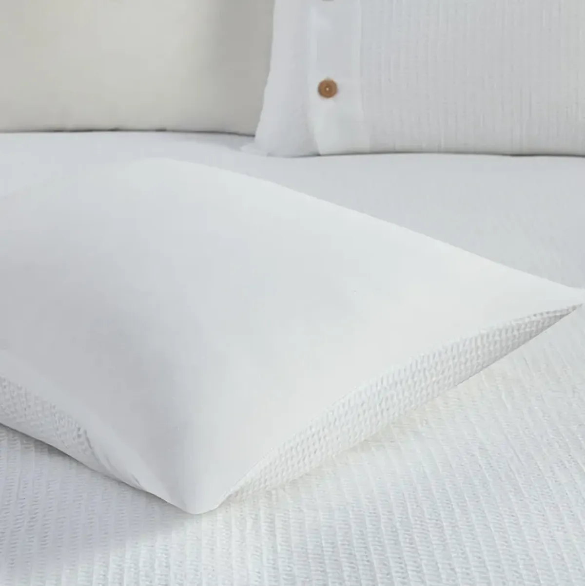 Madison Park Finley White 3 Piece Cotton Waffle Weave Duvet Cover Set