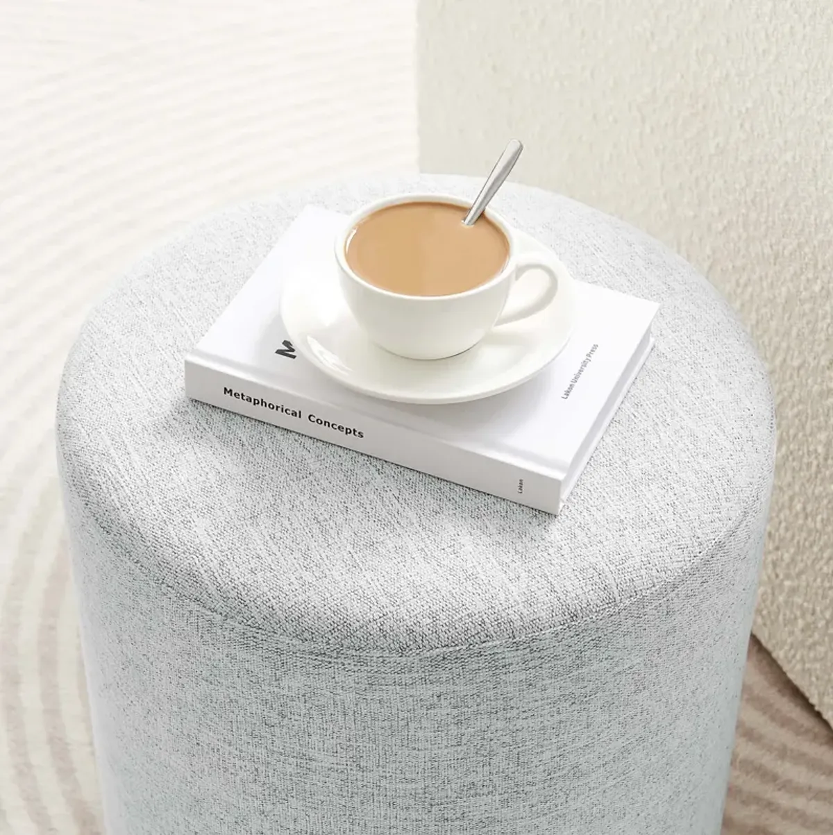 Callum 16" Round Woven Heathered Fabric Upholstered Ottoman by Modway