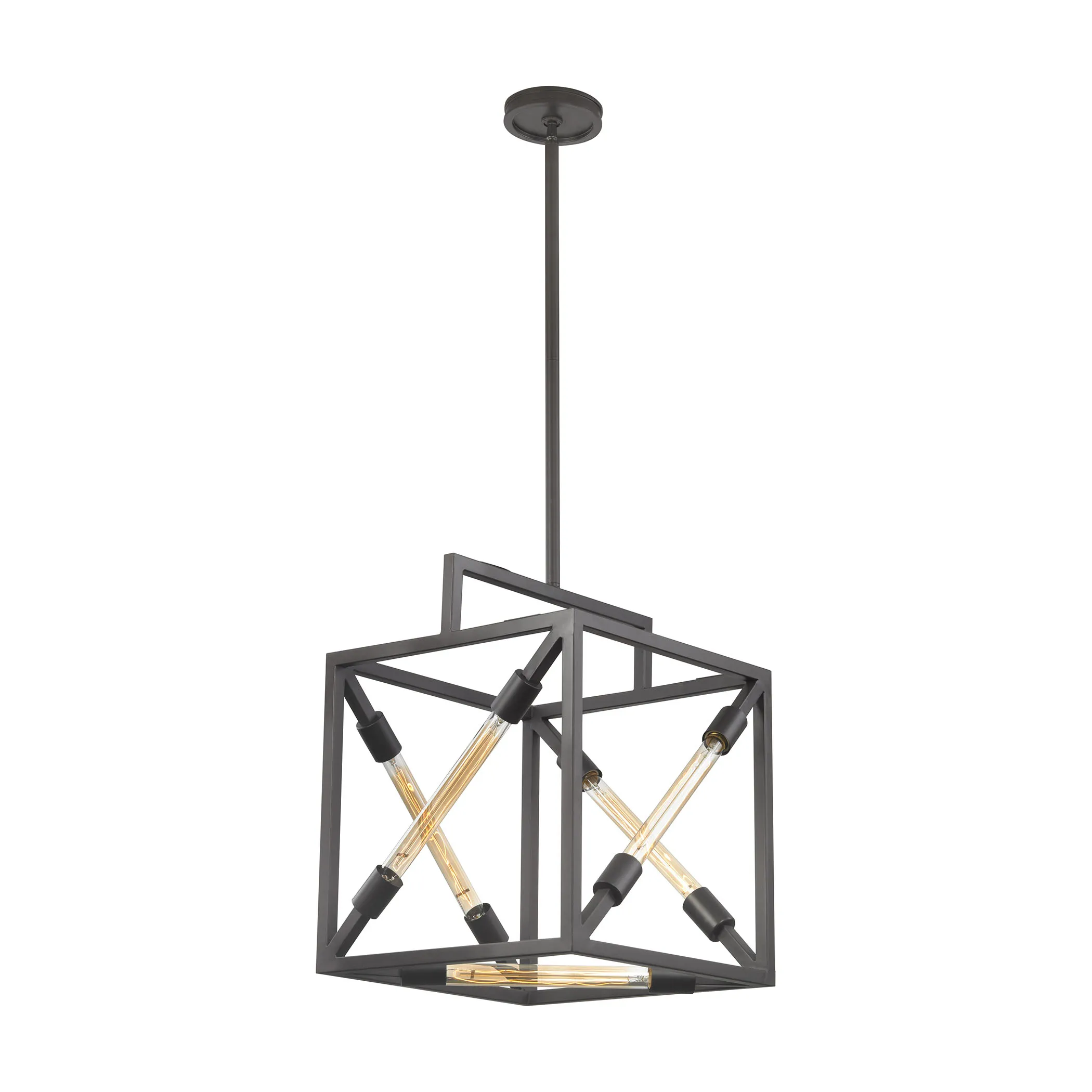 Box Tube 16" Wide 5-Light Pendant - Oil Rubbed Bronze