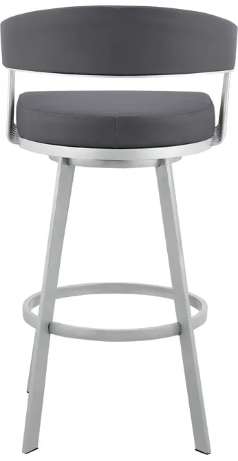 Chelsea 25" Slate Grey Faux Leather and Silver Metal Bar Stool